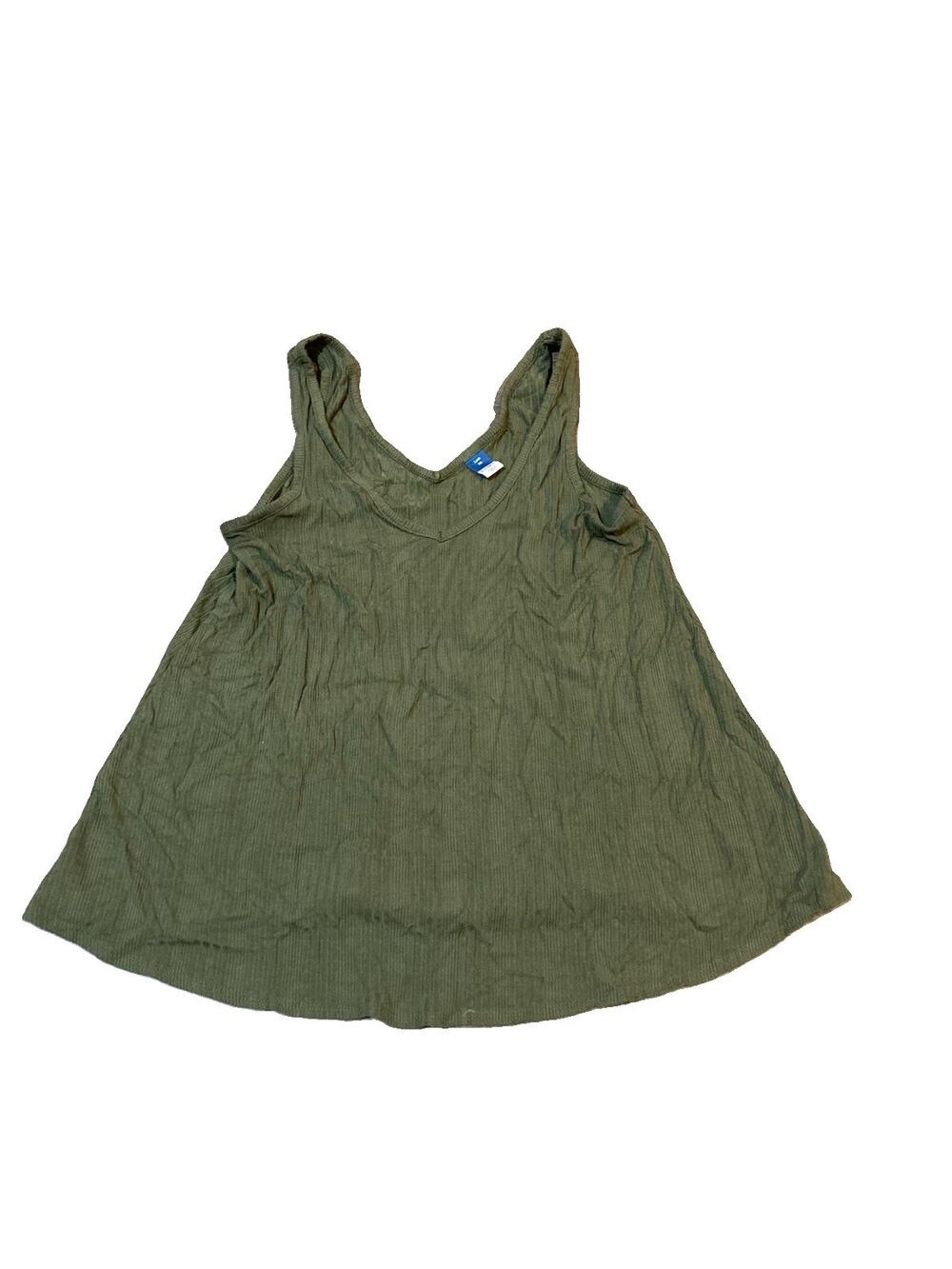 Old Navy Luxe Size XS Solid Sleeveless Swing Tank Top Green V Neck